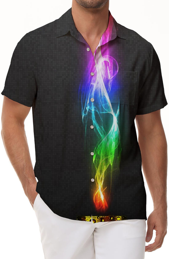 Colorful Cloud Hawaii Party Tropical Seaside Swimming Men's Summer Loose Casual Tops Short Sleeve Indoor