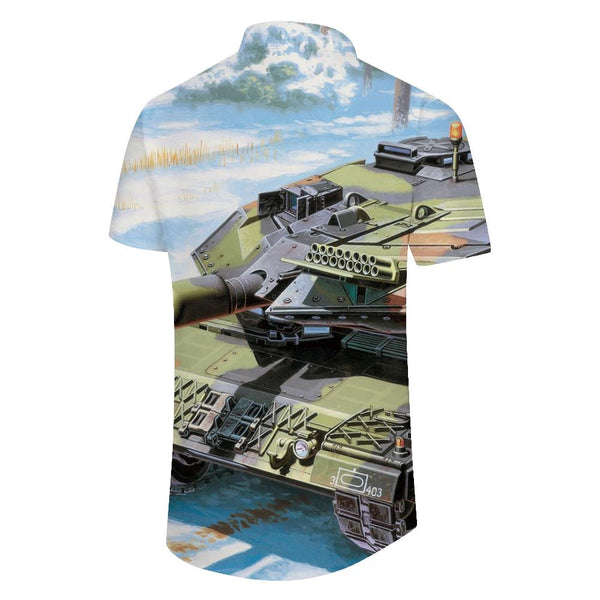 
Digital Printed Tank Pattern Men's Shirt Fashion Casual Hawaiian Beach Shirt Battle Tank Shirt Short Sleeve Lapel
                