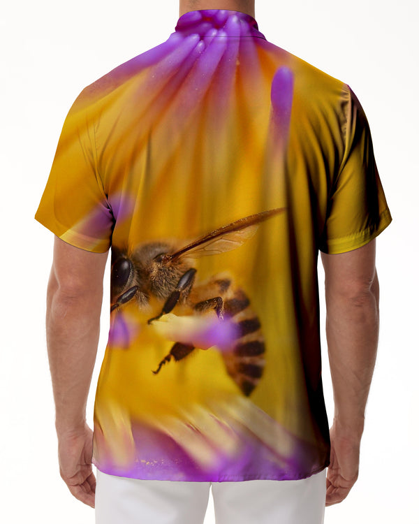
Honey Bee Yellow Flowers Vintage Men's Casual Button Hawaiian Shirt Short Sleeve Top Summer Animal Yellow
                