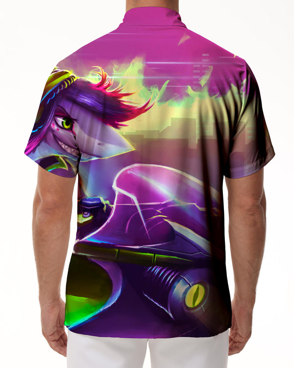 
Black and white motocross men's casual short sleeve shirt short sleeve Hawaiian shirt regular fit with pockets
                