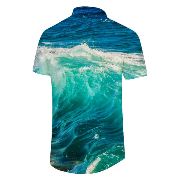 
Ocean Wave Mens Casual Hawaiian Loose Print Beach Casual Short Sleeve Button Shirt Summer Beach Shirt
                