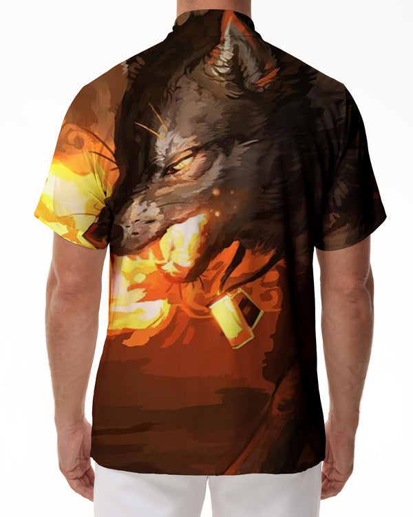 
3D Printed Animals Fire Wolf Cub Hawaii Everyday Vacation Button Casual Button-Down Short Sleeve Men's Shirt Lapel
                