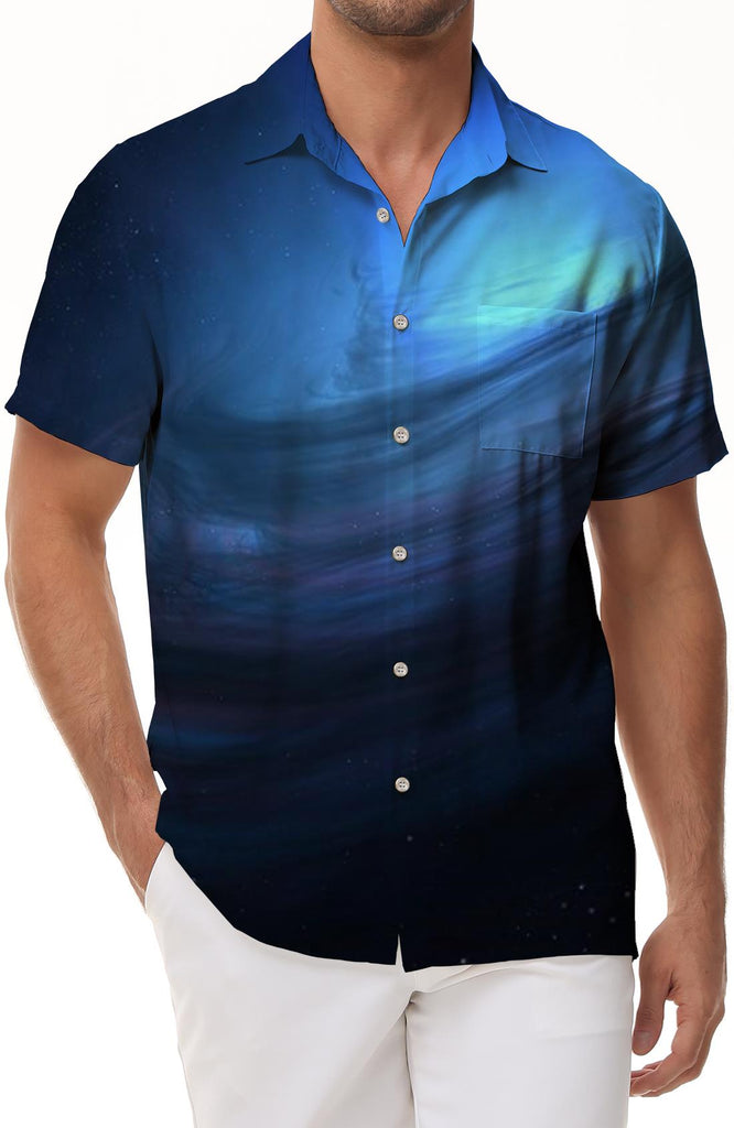 Blue Star Ocean Hawaiian Button Print Beach Shirt Men's Casual Street Loose Clothes Summer Casual Comfort Shirt Lapel