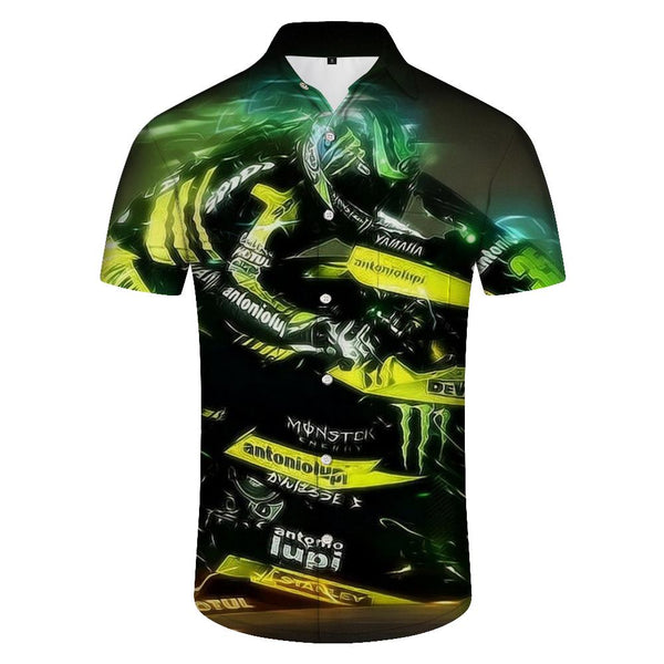 
High-speed color mixing cool and exciting summer men's printed pattern casual loose short-sleeved shirt Hawaiian beach seaside button short-sleeved shirt clothing
                