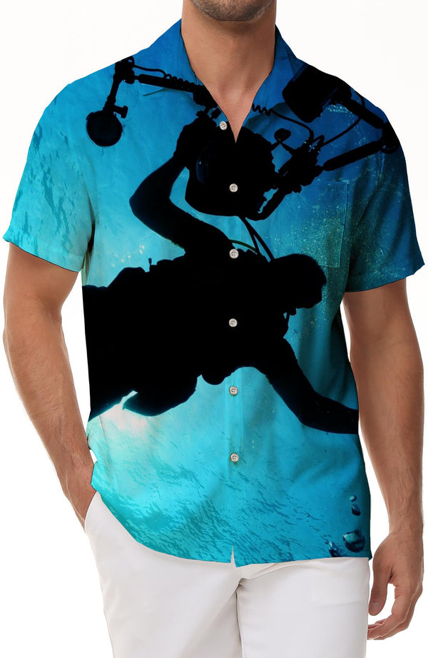 Deep sea diving casual loose casual men's short sleeve shirt tropical summer Hawaiian street fashion clothing
