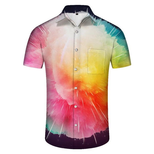 
Hawaiian Men's Shirt Rainbow Pattern 3D Printed Short Sleeve Lapel Button Casual Street Top
                