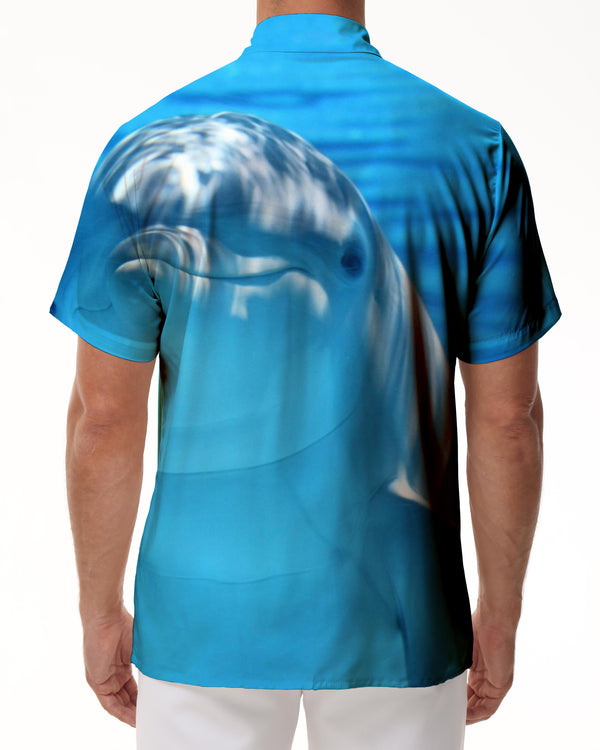 
3d deep sea dolphin men's casual style button short sleeve shirt tropical four seasons button lapel pocket Hawaiian shirt fashion shirt short sleeve
                