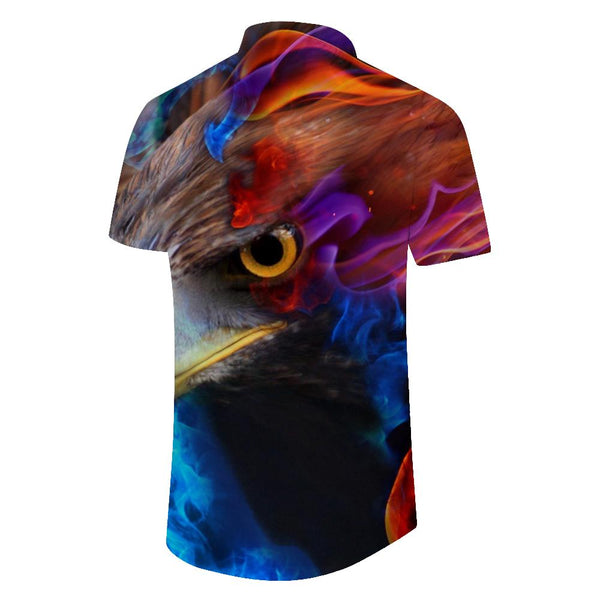 
Multicolor smoke novelty eagle button down everyday summer vacation clothing button down shirt fun animal pattern Hawaiian shirt
                