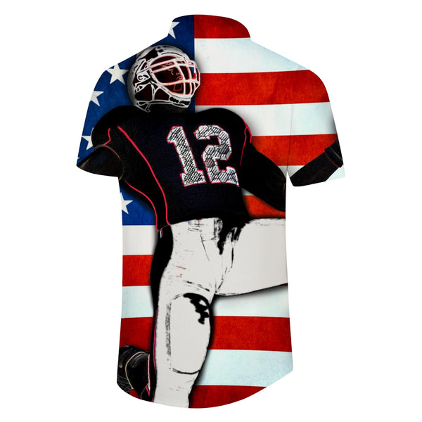 
American Flag Football Graphic Men's Printed Graphic Sports Short Sleeve Shirt Lapel Button Casual
                