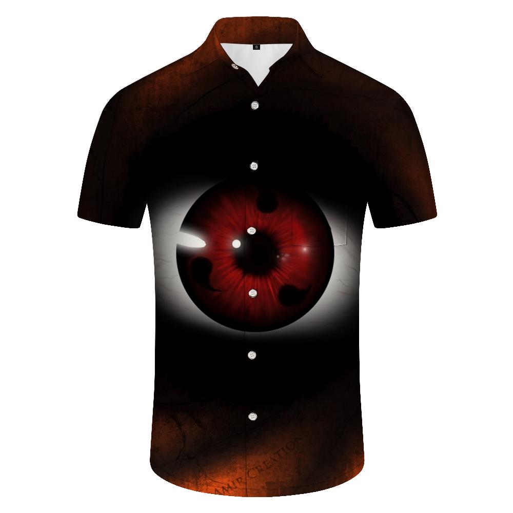 Hell Demon Eyes Cool Shirt Short Sleeve Summer Casual Button Shirt Men's Hawaiian Short Sleeve Beach Shirt