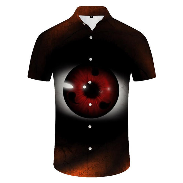 Hell Demon Eyes Cool Shirt Short Sleeve Summer Casual Button Shirt Men's Hawaiian Short Sleeve Beach Shirt