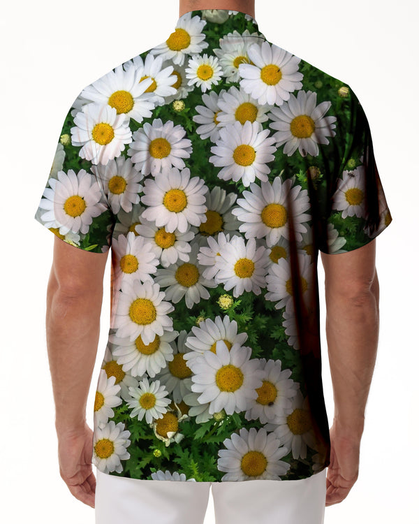 
Daisy shirt suitable for outdoor fishing seaside beach party men's short sleeve orchid print retro lapel beach shirt casual
                