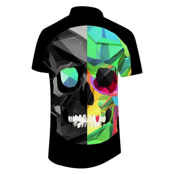 
Men's Casual Short Sleeve Green Skull Shirt Print Clothes Loose Lapel Summer Tops Short Sleeve
                