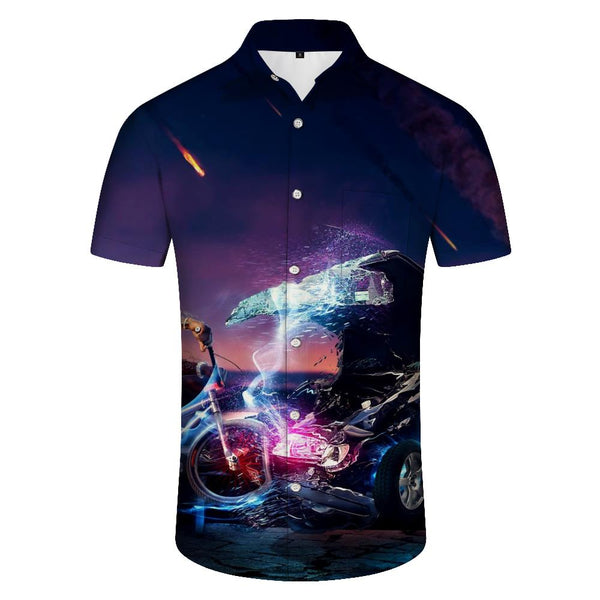 
Fantasy Stimulating 3D Digital Printing Short Sleeve Shirt Men's Casual Street Trend Harajuku Shirt Loose
                