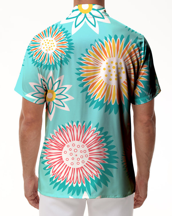 
Daisy Floral Pattern Mens Casual Button Down Hawaiian Shirt Tops Summer Short Sleeve Shirt
                