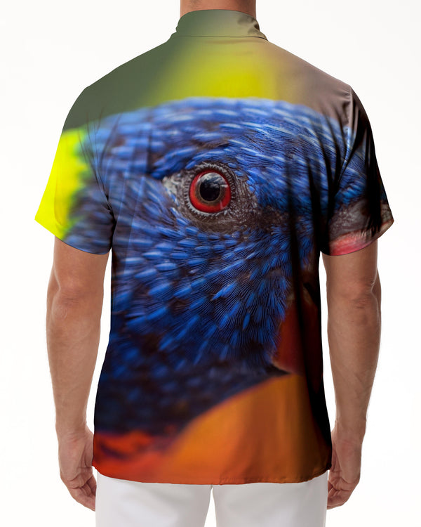 
Lark Men's Hawaiian Shirt Popular Men's Summer Fashion Full Button Casual Digital Printed Shirt Tops Bird Feathers
                