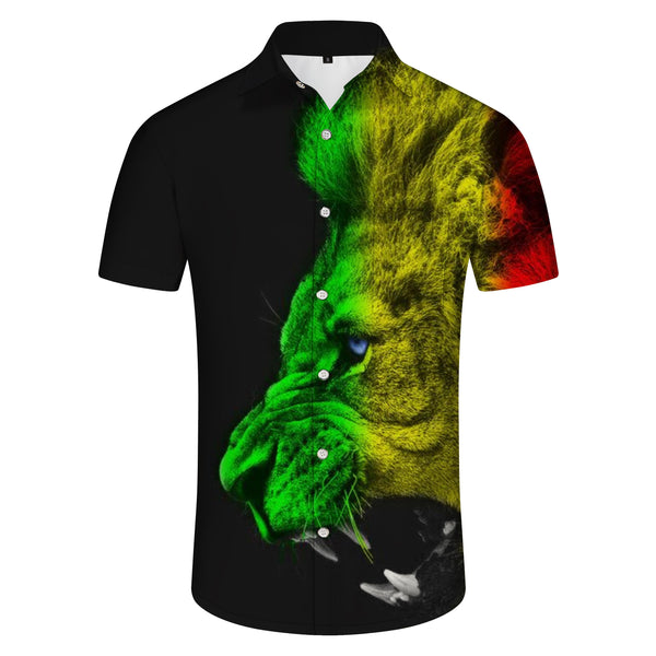 
Colorful Roaring Lion Casual Lightweight Breathable Men's Short Sleeve Shirt Hawaiian Button Shirt Holiday Beach Summer
                