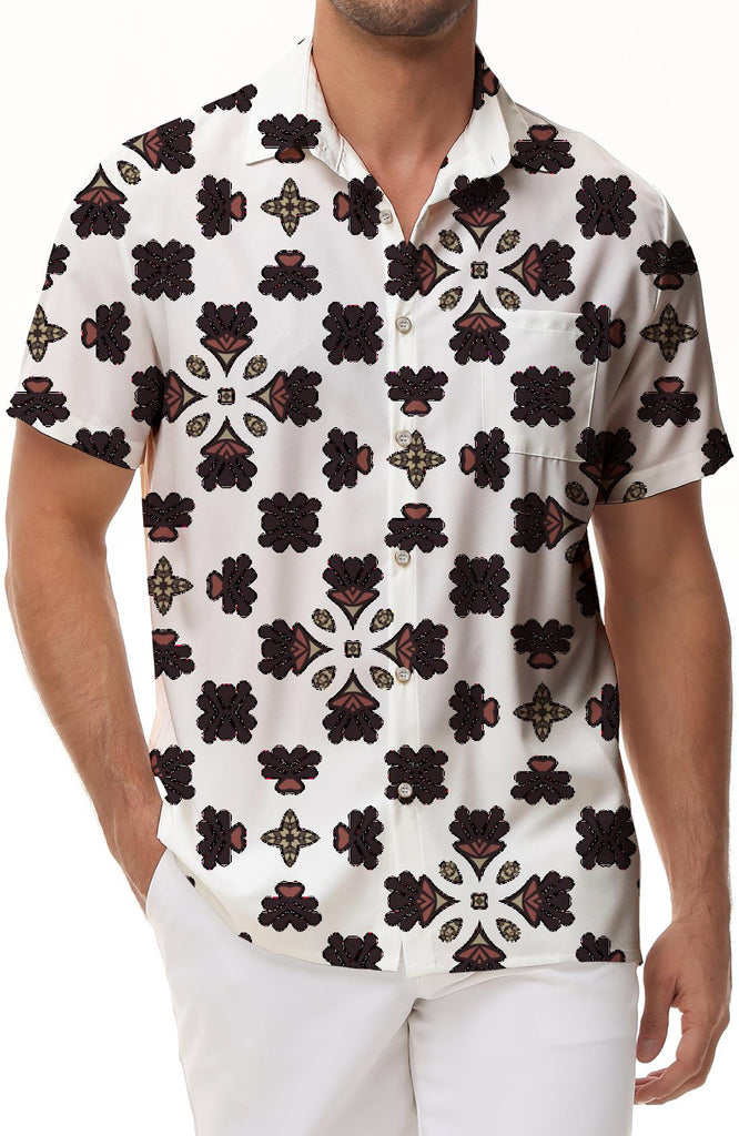 Beach Party Mens Black and White Floral Shirt Top