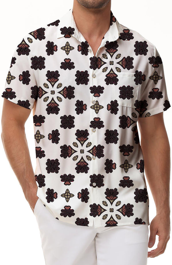 Beach Party Mens Black and White Floral Shirt Top