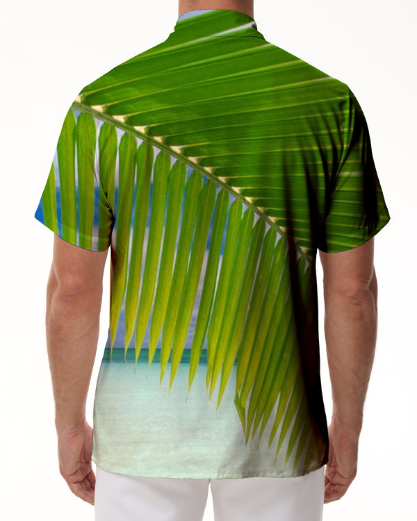 
Seaside Palm Leaves Mens Hawaiian Shirt Summer Beach Tropical Short Sleeve Button Shirt Green
                