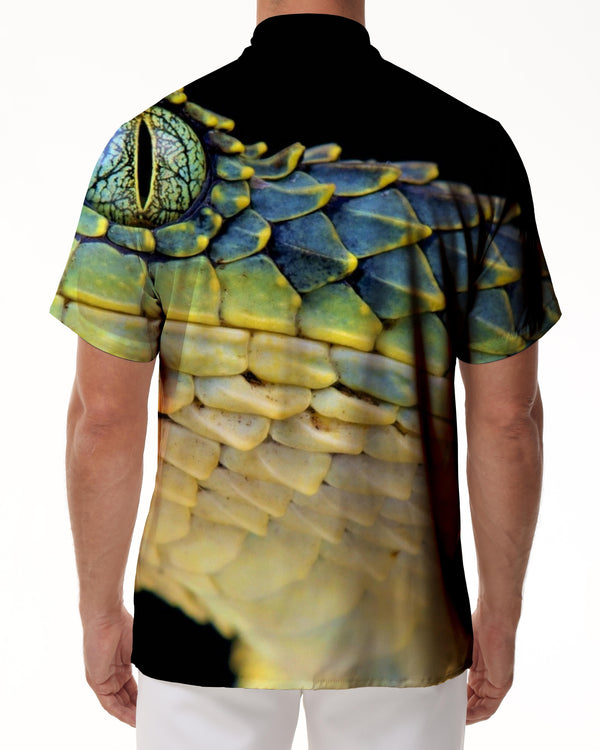 
Scales Covered Green Animal Snake Summer Hawaiian Four Seasons Button Top Shirt Men Comfortable Breathable Fashion Shirt
                
