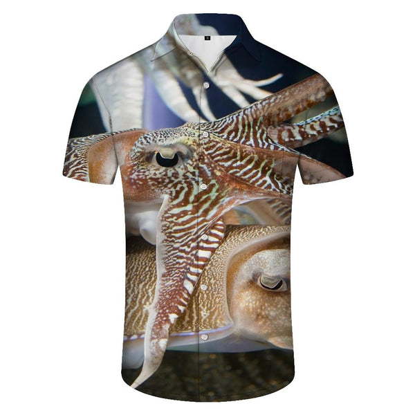 
Fun Undersea Squid Beach Seaside Short Sleeve Shirt Hawaii Tropical Four Seasons Men's Short Sleeve Shirt Casual Loose Regular Style
                