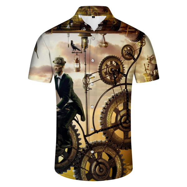 
Retro Printed Men's Street Short Sleeve Shirt Summer Top Short Sleeve Shirt Casual Lapel Short Sleeve Loose and Comfortable
                