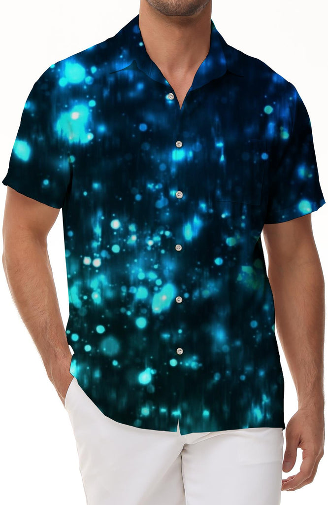 Fantasy and beautiful fluorescent fashion men's casual button shirt short sleeve fashion shirt summer