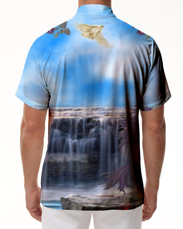 
Waterfall Animal Scenery Hawaiian Shirt Mens Button Down Shirt Short Sleeve Casual Hawaiian Beach Shirt
                