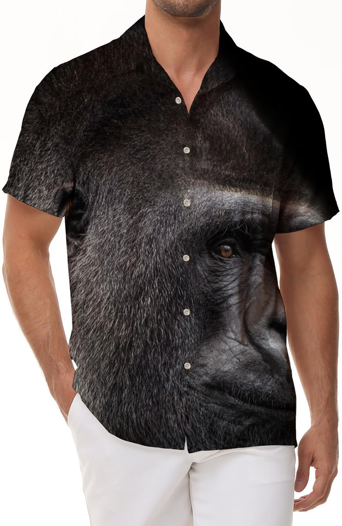 3D printed monkey fashion style men's summer lapel short-sleeved hip-hop fashion funny Hawaiian rainforest shirt