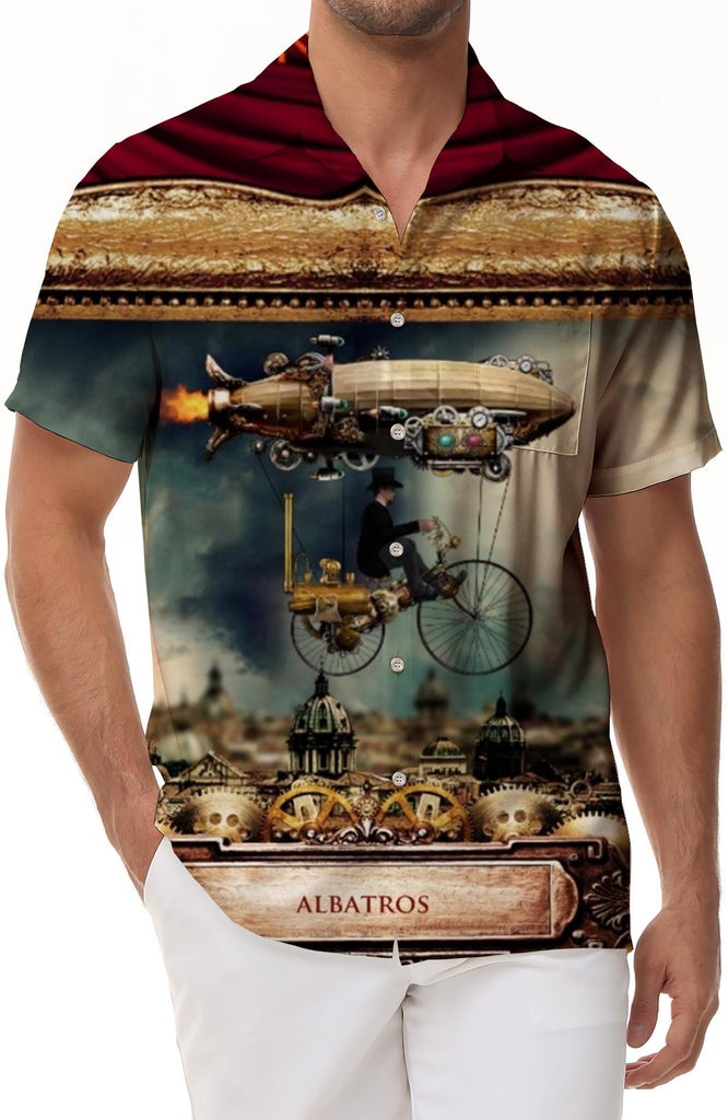 Fun Tropical Rainforest Hawaiian Button Lapel Men's Daily Street 3D Printed Short Sleeve Top