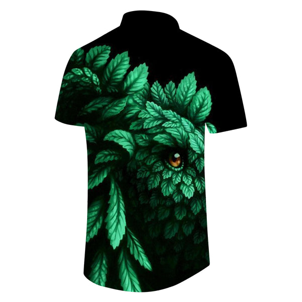 
Leaf Monster Personalized Black Digital Printing Men's Four Seasons Pattern Fashion Loose Casual Travel Lapel Short Sleeve Shirt Polyester
                