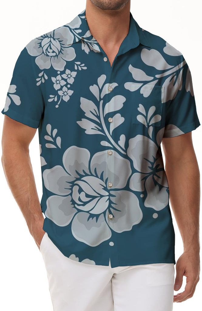 Floral Pattern Men's Hawaiian Seaside Fashion Button Lapel Shirt Short Sleeve Tropical Vacation Beach Shirt