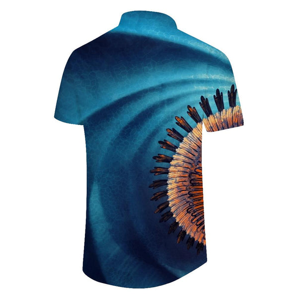 
Hawaiian Mysterious Psychedelic Rainbow Pattern Lapel Pocket Short Sleeve Men's Casual Loose Button Shirt Tops
                