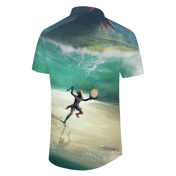 
Cartoon digital printing men's Hawaiian button short-sleeved shirt tropical beach style shirt fun short-sleeved button short-sleeved shirt fresh and refined
                