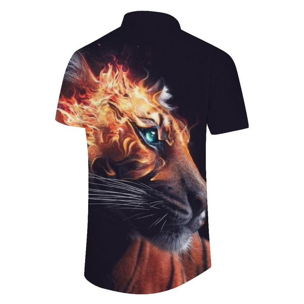 
Fierce Tiger Men's Tropical Hawaiian Shirt Short Sleeve Shirt Lapel Tropical Summer Button Shirt with Pockets
                