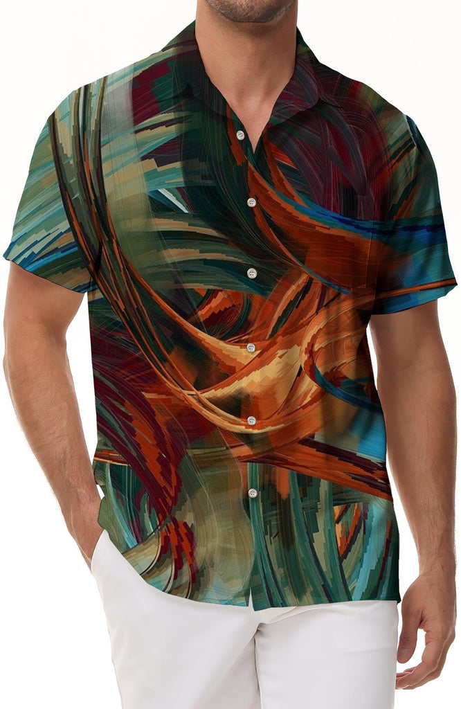 Personalized Art Summer Shirt Men's Hawaiian Shirt Galaxy Style Casual Short Sleeve Button Summer Beach