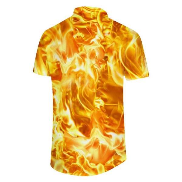 
Flame Pattern Men's Casual Button Shirt Hawaiian Button Lapel Shirt Short Sleeve Holiday Beach Top
                