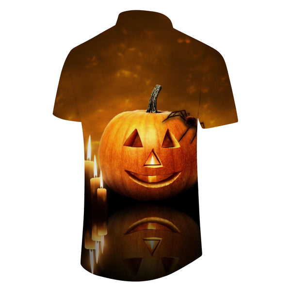 
Novelty Pumpkin Head Shirt Halloween Shirt Men's Hawaiian Shirt Short Sleeve
                