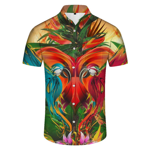
Hawaii Personalized Button Short Sleeve Lapel Harajuku Retro Loose Men's Clothing Beach Party Print Top
                