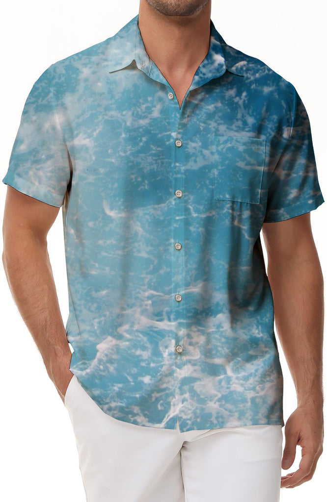 Mens Printed Hawaiian Shirt Short Sleeve Casual Button Shirt Mens Summer Beach Short Sleeve