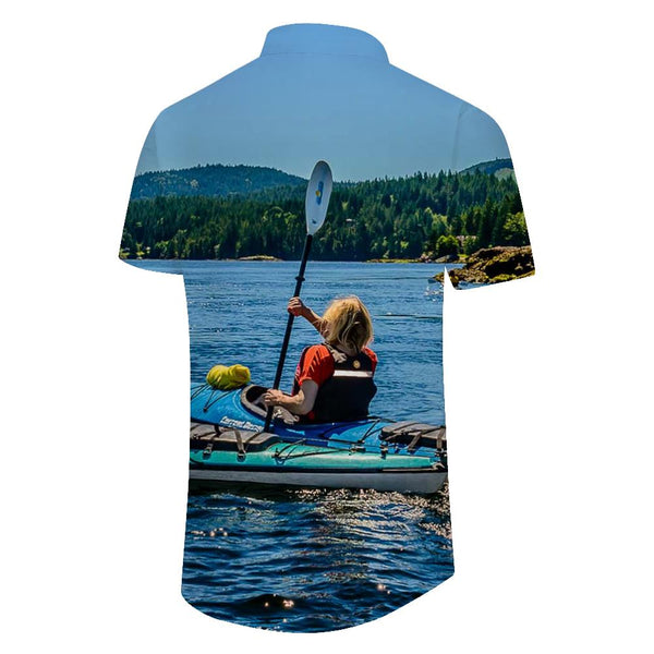 
Natural environment sports kayaking men's outdoor street casual style Hawaiian tropical short-sleeved shirt trend
                