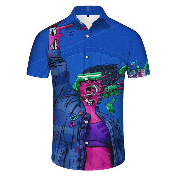 
Cyberpunk Aesthetic Men's Hawaiian Shirt Casual Button-Up Tops Summer Fashion Clothing
                