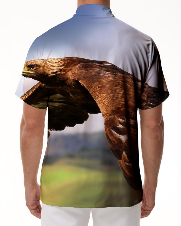 
Prairie Sky King Eagle Tropical Rainforest Hawaii Four Seasons Button Fashion Short Sleeve Shirt Men's Casual Daily Tops Shirt Style
                