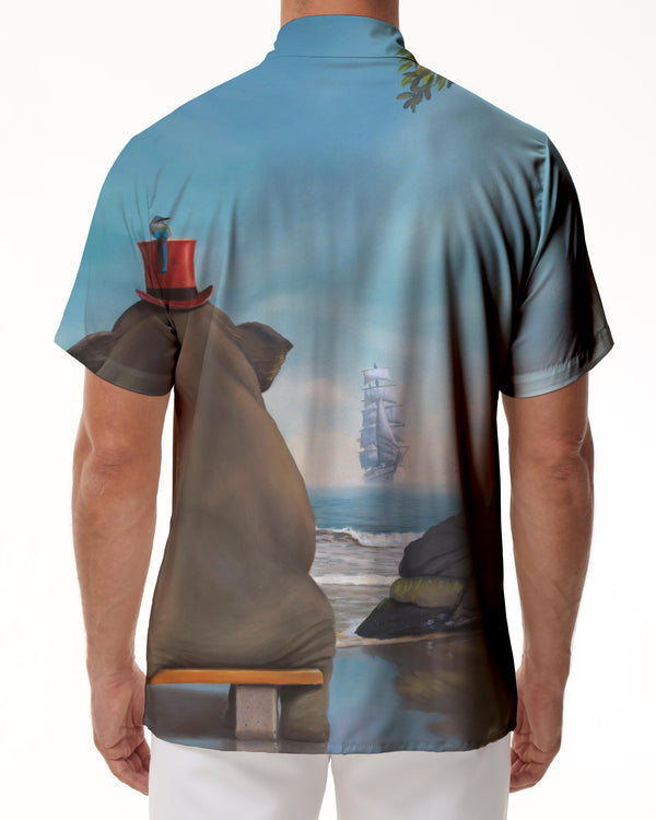 
Hawaiian Shirt Mens Casual Elephant Sitting On A Pile Of Luggage Mens Ocean Tropical Short Sleeve Button Down Beach Shirt Tops
                