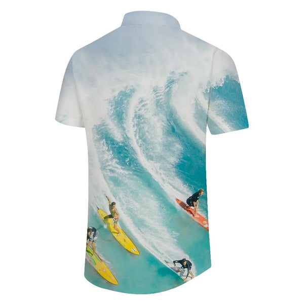 
High wave exciting Hawaiian sea surfing sports men's fun fashion comfortable breathable short sleeve shirt tops
                