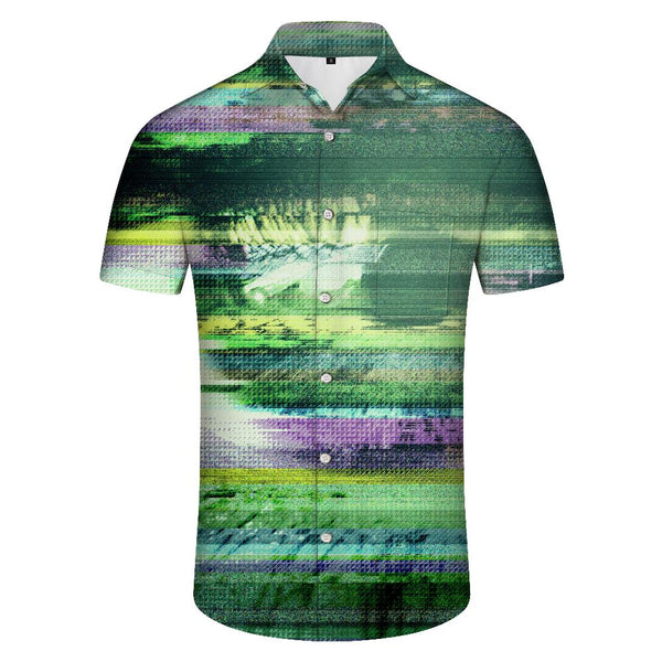 
New color mosaic pattern print summer men's sports shirt beach fashion print shirt fashion beach button down
                