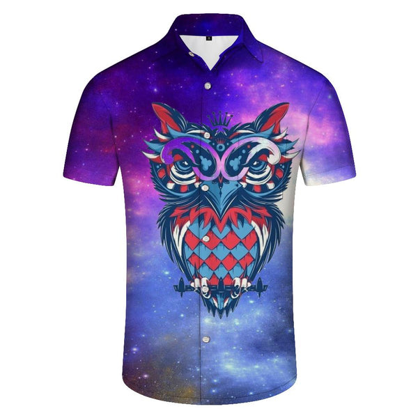 
Colorful Owl Mandala Men's Short Sleeve Shirt Button Down Collar Shirts with Pocket
                