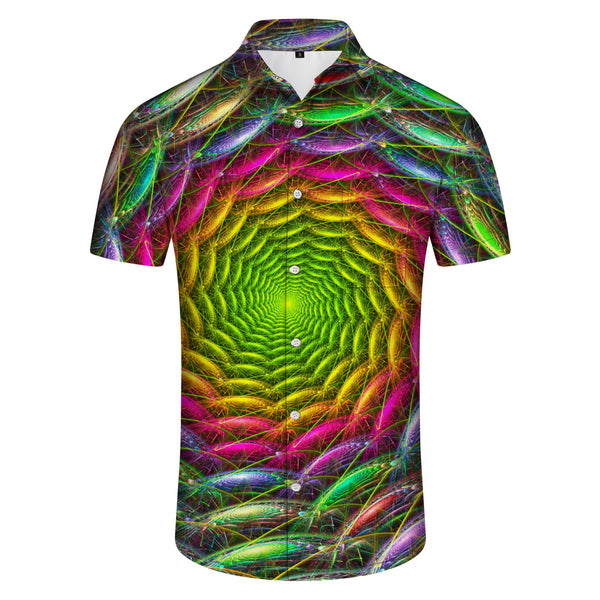 
KY Ku Hawaiian Men's Shirt - Men's Casual Hawaiian Button Print Geometric Light Heather Shirt Short Sleeve Beachwear
                