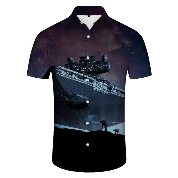 
Alien Spaceship Casual Tops Shirt Beach Print Hawaiian Button-Down Lapel Pockets Fashion Button Men's Summer Fashion Shirt
                